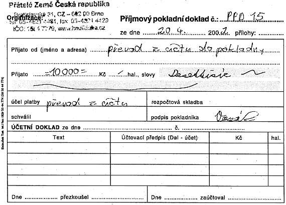obrázek příjmového pokladního dokladu